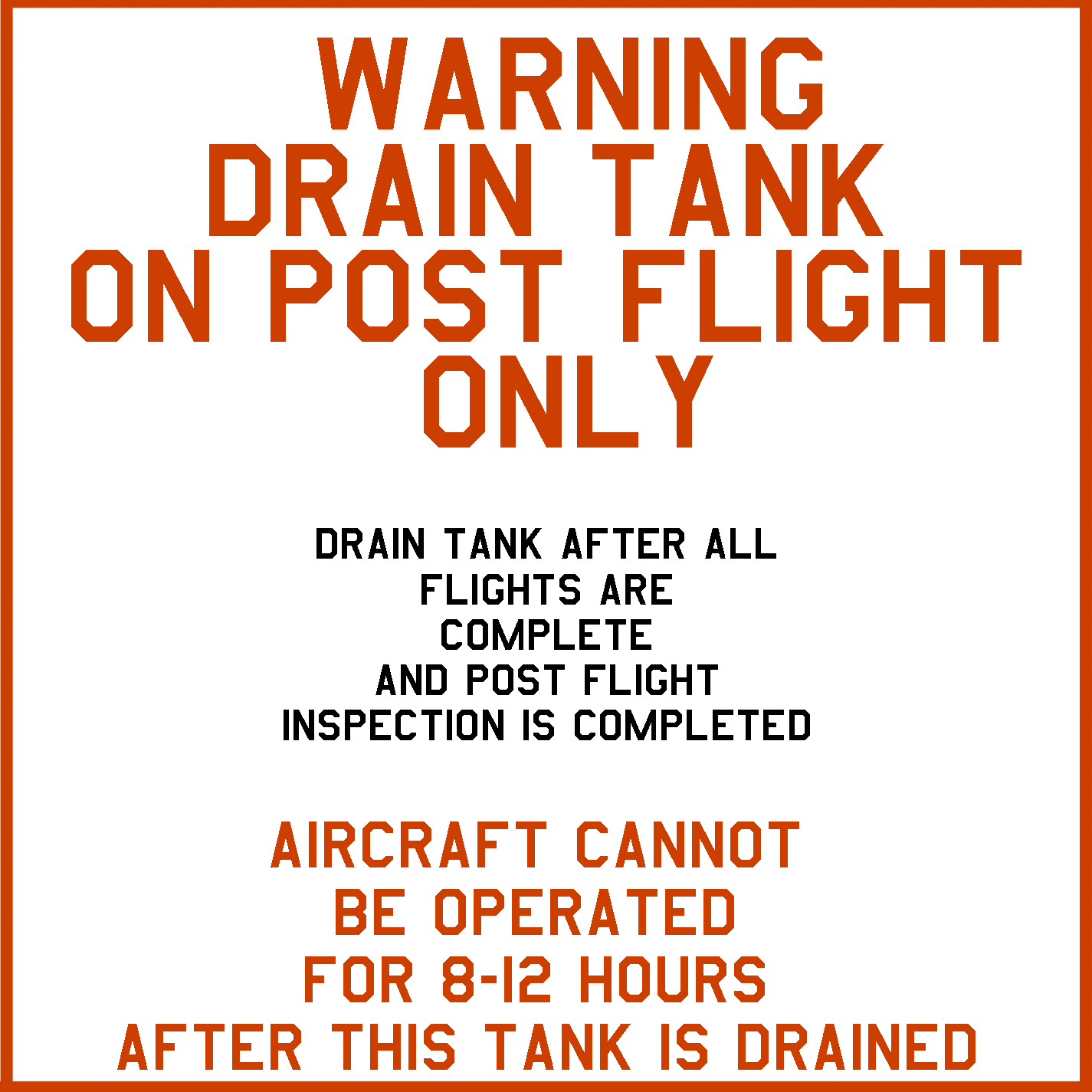 Post Flight Tank Drain